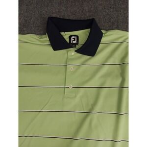 Footjoy Golf Polo Shirt Mens Extra Large Green Blue Striped Performance Athletic